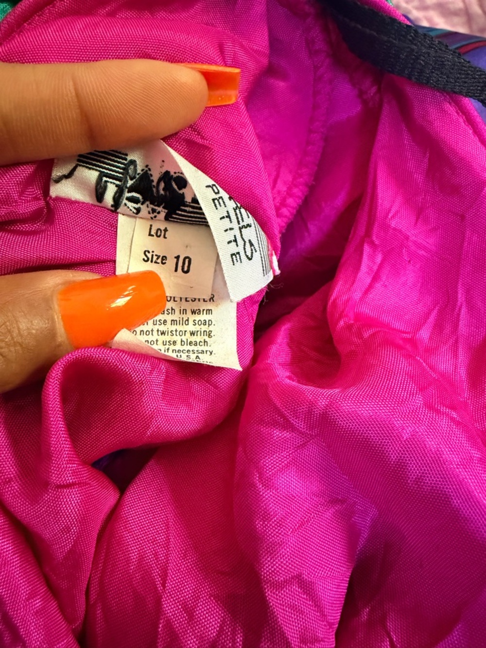Vintage 80s Lisa Michaels Pleated Colorblock Dress - Picture 11 of 11